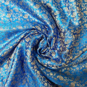 Royal Blue Banarasi Brocade Silk-Cotton Blend Fabric