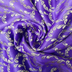 Purple Banarasi Brocade Silk-Cotton Blend Fabric
