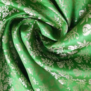 Parrot Green Banarasi Brocade Silk Cotton Blend Fabric