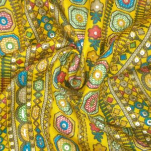 Soft Cotton Printed Fabric ( 2.5 Meter) Multicolor Yellow for Women