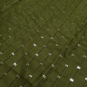 Soft Rayon Fabric (Mehndi Green) with Sequin Work ( 2.5 m ) for Women