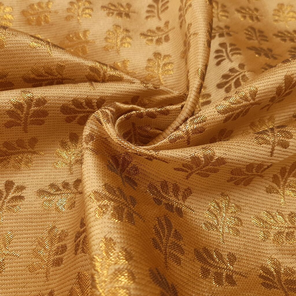 Golden Banarasi brocade jacquard fabric